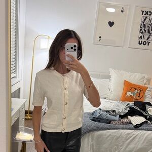 Women's Cream Button-Up Cardigan